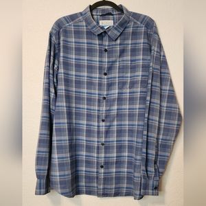 Columbia Men's 100% Blue Plaid Long Sleeve Button-Down Shirt, Size XL‎